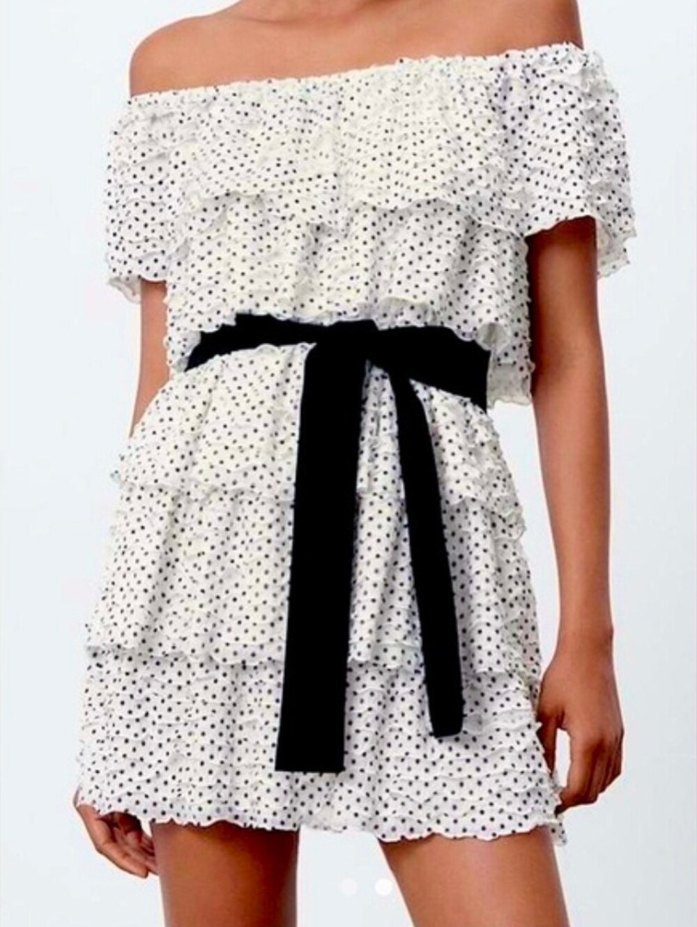 Zara Polka Dot Ruffle Mini Dress NWT Size S Black & WhiteBrand new with tags Z